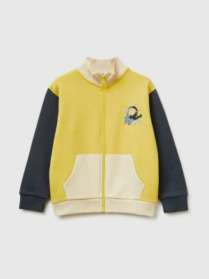 Benetton, Organic Cotton Zip-up Sweatshirt, Size: 116, Yellow, Kids United Colors of Benetton