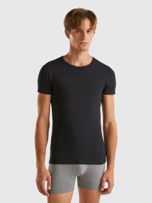 Benetton, Organic Stretch Cotton T-shirt, size L, Black, Men United Colors of Benetton