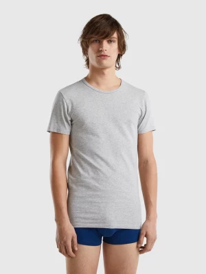 Benetton, Organic Stretch Cotton T-shirt, size L, Light Gray, Men United Colors of Benetton