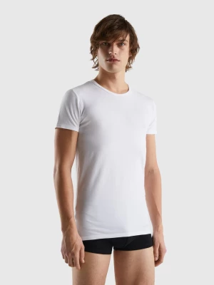 Benetton, Organic Stretch Cotton T-shirt, size L, White, Men United Colors of Benetton