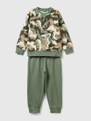 Benetton, Outfit With Camouflage Print, Size: 116, Military Green, Kids United Colors of Benetton