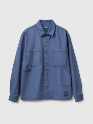 Benetton, Overshirt In Pure Cotton, Size: XS, Air Force Blue, Men United Colors of Benetton