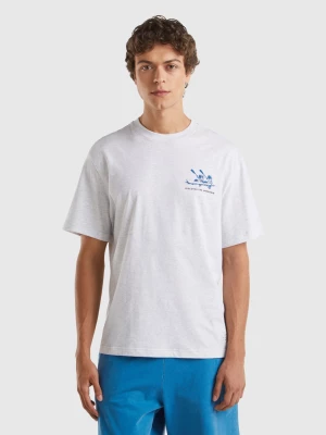 Benetton, Oversize T-shirt With Print, size L, Light Gray, Men United Colors of Benetton