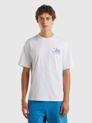 Benetton, Oversize T-shirt With Print, size XXL, Light Gray, Men United Colors of Benetton