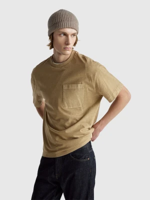 Benetton, Oversized Cotton T-shirt, Size: XL, Beige, Men United Colors of Benetton