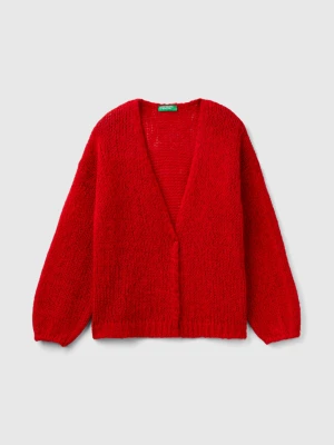 Benetton, Oversized Fit Cardigan In Wool Blend, size XL, Red, Kids United Colors of Benetton