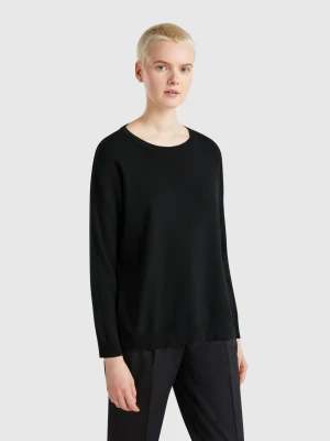 Benetton, Oversized Fit Cotton Sweater, size XXS, Black, Women United Colors of Benetton