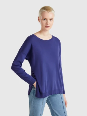 Benetton, Oversized Fit Cotton Sweater, size XXS, Blue, Women United Colors of Benetton