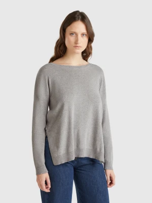 Benetton, Oversized Fit Cotton Sweater, size XXS, Gray, Women United Colors of Benetton