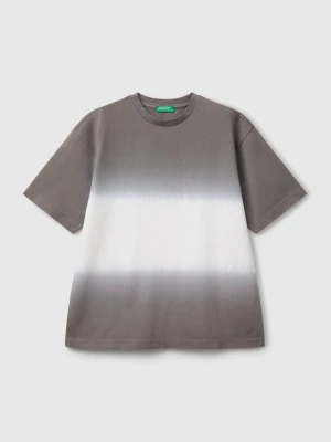 Benetton, Oversized Fit Dip-dye T-shirt, size XL, Light Gray, Kids United Colors of Benetton