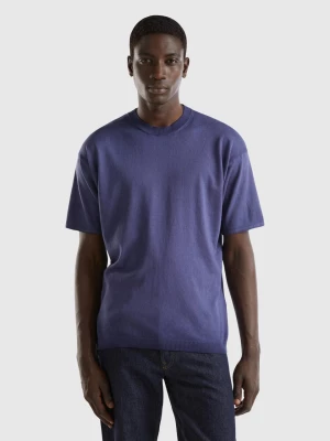 Benetton, Oversized Fit Knitted T-shirt, size XXL, Dark Blue, Men United Colors of Benetton