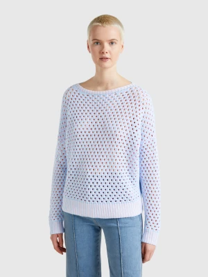 Benetton, Oversized Fit Perforated Sweater, size XXS, Sky Blue, Women United Colors of Benetton