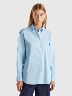 Benetton, Oversized Fit Shirt, size L, Light Blue, Women United Colors of Benetton