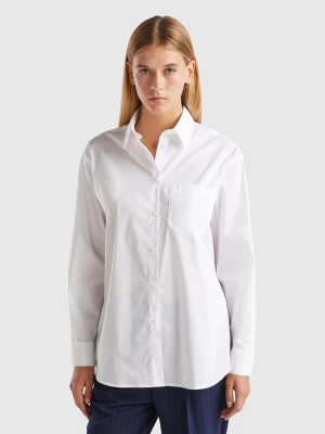 Benetton, Oversized Fit Shirt, size M, White, Women United Colors of Benetton