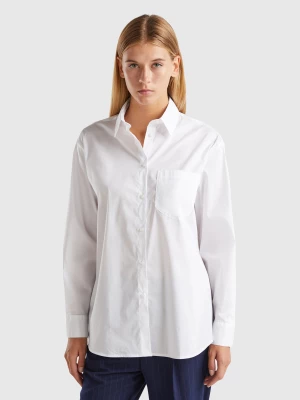 Benetton, Oversized Fit Shirt, size XXS, White, Women United Colors of Benetton