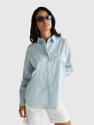 Benetton, Oversized Fit Shirt, Size: XXS, Light Blue, Women United Colors of Benetton
