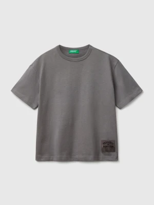 Benetton, T-shirt With Oversized Logo, size XL, Dark Gray, Kids United Colors of Benetton