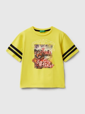 Benetton, Oversized Fit T-shirt With Photographic Print, size 116, Yellow, Kids United Colors of Benetton