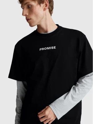 Benetton, Oversized Fit T-shirt With Print, Size: XS, Black, Men United Colors of Benetton