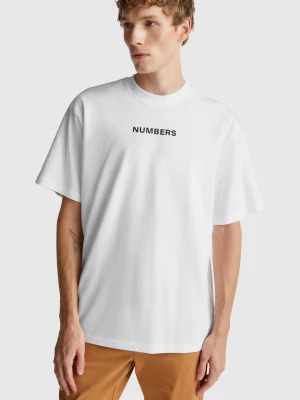 Benetton, Oversized Fit T-shirt With Print, Size: XS, White, Men United Colors of Benetton