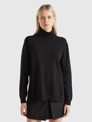 Benetton, Oversized Fit Turtleneck In Pure Cashmere, size XS, Black, Women United Colors of Benetton