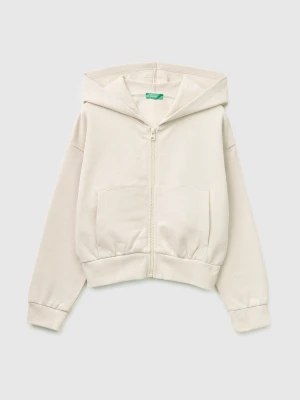 Benetton, Oversized Hooded Sweatshirt, Size: XL, Creamy White, Kids United Colors of Benetton