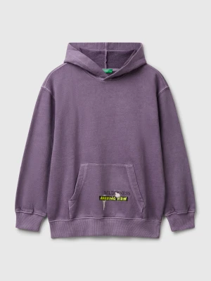 Benetton, Oversized Hoodie With Print, size XL, Mauve, Kids United Colors of Benetton