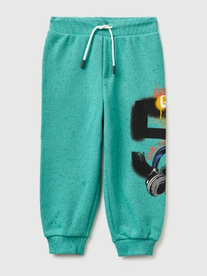 Benetton, Oversized Joggers With Print, Size: 116, Aqua, Kids United Colors of Benetton