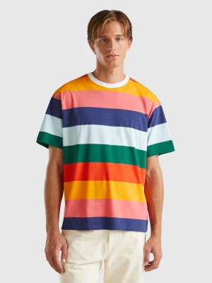 Benetton, Oversized Multicolor Striped T-shirt, size L, , Men United Colors of Benetton