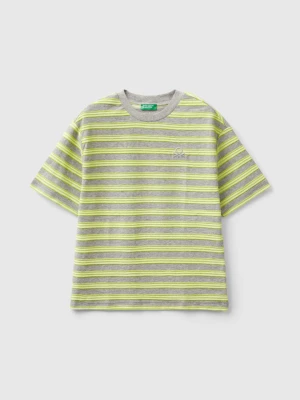 Benetton, Oversized Striped T-shirt, size 2XL, Light Gray, Kids United Colors of Benetton