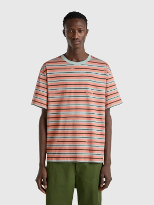 Benetton, Oversized Striped T-shirt, size XS, Gray, Men United Colors of Benetton