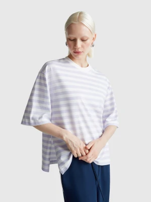 Benetton, Oversized Striped T-shirt, Size: XS, Lilac, Women United Colors of Benetton