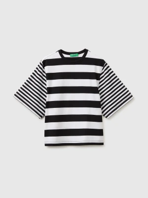 Benetton, Oversized Striped T-shirt, Size: XS, White, Women United Colors of Benetton