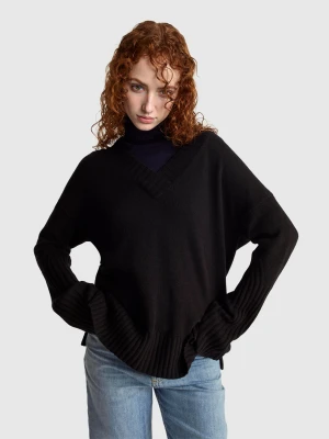 Benetton, Oversized Sweater In Wool Blend, Size: XS, Black, Women United Colors of Benetton