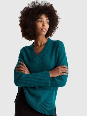 Benetton, Oversized Sweater In Wool Blend, Size: XS, Dark Green, Women United Colors of Benetton
