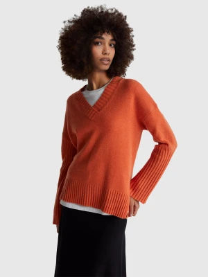 Benetton, Oversized Sweater In Wool Blend, Size: XS, Orange, Women United Colors of Benetton