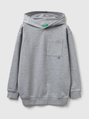 Benetton, Oversized Sweatshirt With Bold Print, Size: S, Light Gray, Kids United Colors of Benetton