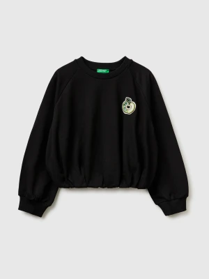 Benetton, Oversized Sweatshirt With Jewel Patch, Size: XL, Black, Kids United Colors of Benetton