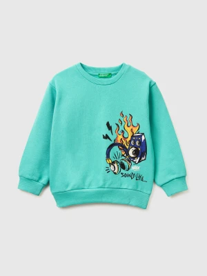 Benetton, Oversized Sweatshirt With Print, Size: 116, Light Green, Kids United Colors of Benetton