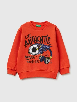 Benetton, Oversized Sweatshirt With Print, Size: 116, Red, Kids United Colors of Benetton
