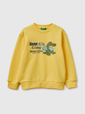 Benetton, Oversized Sweatshirt With Print, Size: 116, Yellow, Kids United Colors of Benetton