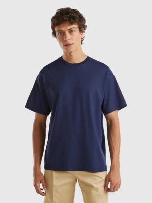 Benetton, Oversized T-shirt In Organic Cotton, size L, Dark Blue, Men United Colors of Benetton