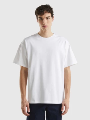 Benetton, Oversized T-shirt In Organic Cotton, size XL, White, Men United Colors of Benetton