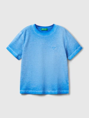 Benetton, Oversized T-shirt With Embroidery, Size: 116, Blue, Kids United Colors of Benetton