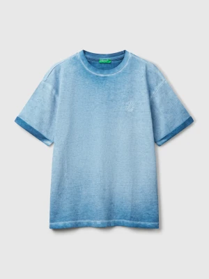 Benetton, Oversized T-shirt With Embroidery, size XL, Light Blue, Kids United Colors of Benetton