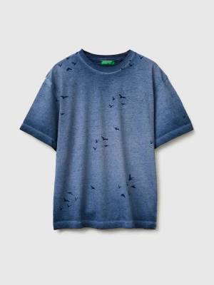 Benetton, Oversized T-shirt With Print, Size: XL, Air Force Blue, Kids United Colors of Benetton