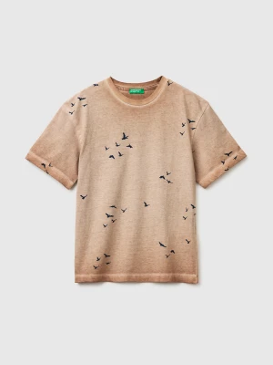 Benetton, Oversized T-shirt With Print, Size: XL, Brown, Kids United Colors of Benetton