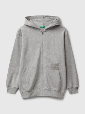Benetton, Oversized Zip-up Sweatshirt, Size: S, Light Gray, Kids United Colors of Benetton
