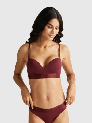 Benetton, Padded Bra In Stretch Cotton, Size: 1°, Burgundy, Women United Colors of Benetton