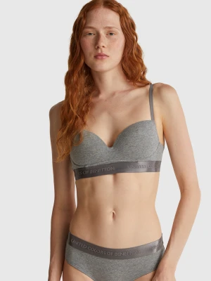 Benetton, Padded Bra In Stretch Cotton, size 1°, Dark Gray, Women United Colors of Benetton